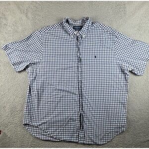 Polo Ralph Lauren Short Sleeve Button Down Shirt Mens 5XLT Tall Blue Check